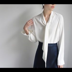 Pearl white long sleeve blouse